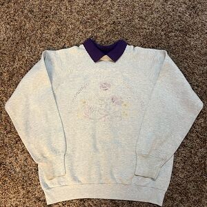 Gray Sweatshirt with Purple Collar